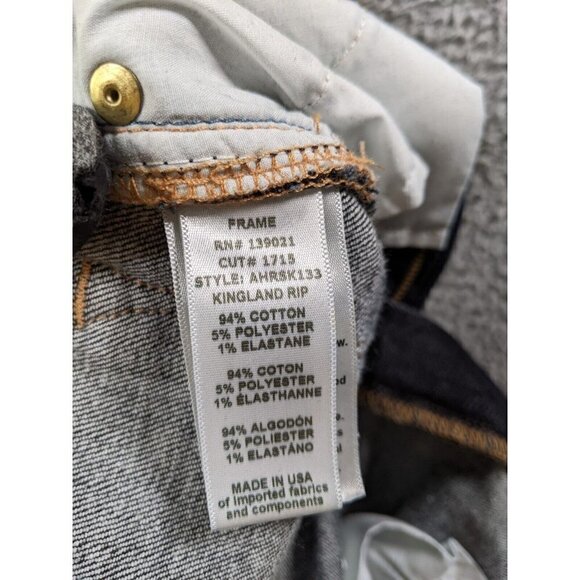 Frame Denim Jeans Womens 27 Ali High Rise Skinny Blue Destroyed Kingland Rip - Picture 5 of 16